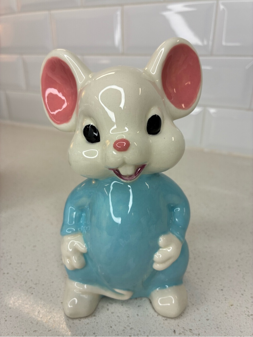 Vintage white Mouse Ceramic figurine approximately 6in.